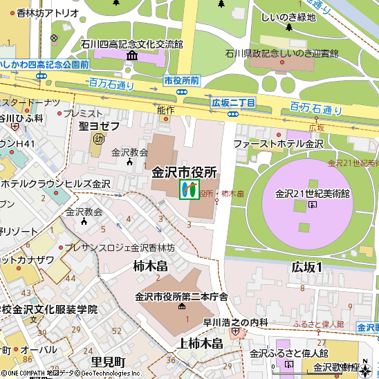 金沢市役所支店付近の地図